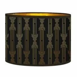 Abat-jours Lampadaires Abat-jour Lampadaire Doré Imprimé Noir Et Or Lazarre T 40 X H 25 -Éclairage Soldes 2024 abat jour chevet dore imprime noir et or lazarre t 25 x h 18
