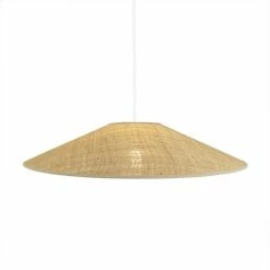 LUMISKY Suspensions Abat-jour Intérieur Fibre Naturelle Beige D60CM