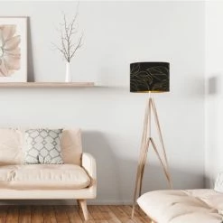 Éclairage Soldes 2024 -Éclairage Soldes 2024 abat jour lampadaire dore imprime noir et or feuille t 40 x h 25 1