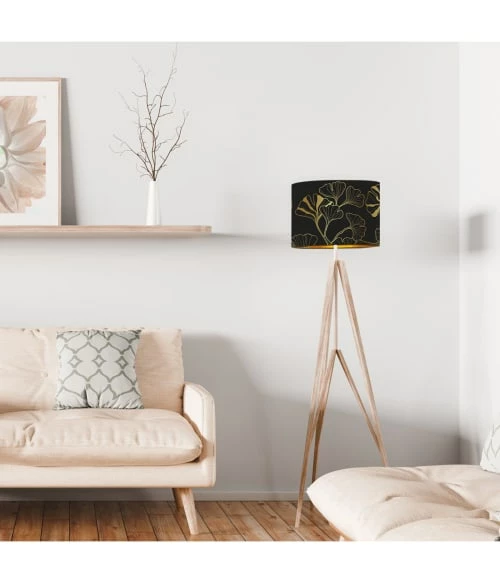 Abat-jours Lampadaires Abat-jour Lampadaire Doré Imprimé Noir Et Or Iris T 40 X H 25 4 Abat-jours Lampadaires Abat-jour Lampadaire Doré Imprimé Noir Et Or Iris T 40 X H 25 – Image 2