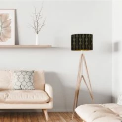 Éclairage Soldes 2024 -Éclairage Soldes 2024 abat jour lampadaire dore imprime noir et or lazarre t 40 x h 25 1