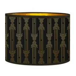 Abat-jours Lampadaires Abat-jour Lampadaire Doré Imprimé Noir Et Or Lazarre T 40 X H 25