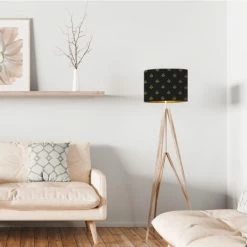 Éclairage Soldes 2024 -Éclairage Soldes 2024 abat jour lampadaire dore imprime noir et or lys t 40 x h 25 1