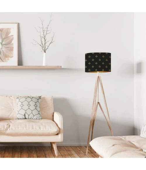 Abat-jours Lampadaires Abat-jour Lampadaire Doré Imprimé Noir Et Or Lys T 40 X H 25 4 Abat-jours Lampadaires Abat-jour Lampadaire Doré Imprimé Noir Et Or Lys T 40 X H 25 – Image 2