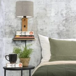 Good & Mojo Appliques Murales Et Spots Applique Bambou/lin Avec Tablette H36cm -Éclairage Soldes 2024 applique bambou lin avec tablette h36cm 26