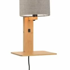 Good & Mojo Appliques Murales Et Spots Applique Bambou/lin Avec Tablette H36cm -Éclairage Soldes 2024 applique bambou lin avec tablette h36cm 28