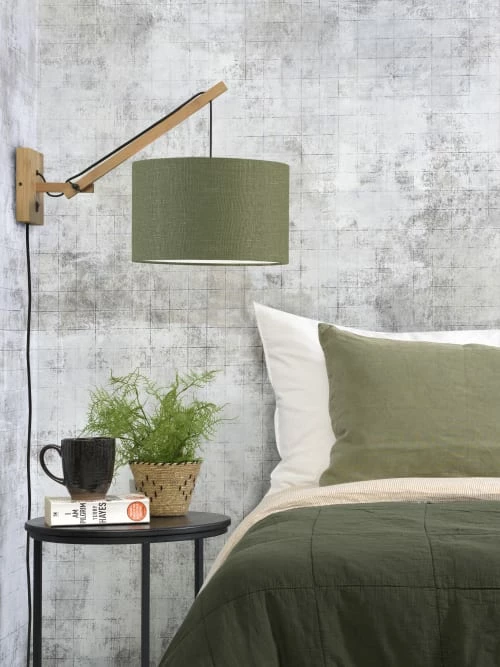 Good & Mojo Appliques Murales Et Spots Applique Bambou/lin Gris Vert L50cm 4 Good & Mojo Appliques Murales Et Spots Applique Bambou/lin Gris Vert L50cm – Image 2