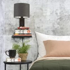 Good & Mojo Appliques Murales Et Spots Applique Bambou Noir/lin Avec Tablette H36cm -Éclairage Soldes 2024 applique bambou noir lin avec tablette h36cm 26