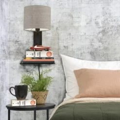 Good & Mojo Appliques Murales Et Spots Applique Bambou Noir/lin Avec Tablette H36cm -Éclairage Soldes 2024 applique bambou noir lin avec tablette h36cm 8