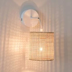 Éclairage Soldes 2024 -Éclairage Soldes 2024 applique cannage en rotin et metal blanc 1000 12 17 211577 1