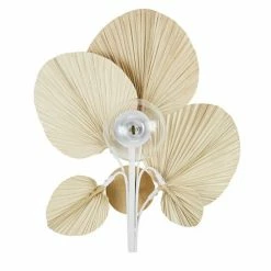 Maisons Du Monde Appliques Murales Et Spots Applique En Métal Blanc Orné De Feuilles En Fibre De Palmier Et Globe En Verre