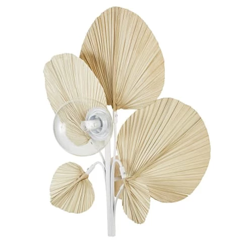 Maisons Du Monde Appliques Murales Et Spots Applique En Métal Blanc Orné De Feuilles En Fibre De Palmier Et Globe En Verre 4 Maisons Du Monde Appliques Murales Et Spots Applique En Métal Blanc Orné De Feuilles En Fibre De Palmier Et Globe En Verre – Image 2