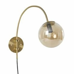 Maisons Du Monde Appliques Murales Et Spots Applique En Métal Doré Mat Et Globe En Verre Ambré