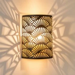 Éclairage Soldes 2024 -Éclairage Soldes 2024 applique en metal filaire noir et dore 1000 7 21 211130 1