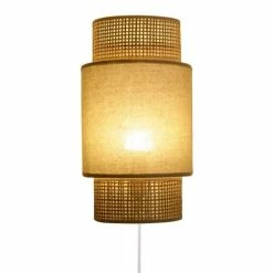 Decoratie Appliques Murales Et Spots Applique Incurvée Rotin Tissu Beige -Éclairage Soldes 2024 applique incurvee rotin tissu beige 2