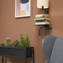 It's About Romi Appliques Murales Et Spots Applique Noire Avec Tablette Liseuse Et Abat-jour H52cm -Éclairage Soldes 2024 applique noire avec tablette liseuse et abat jour h52cm 14