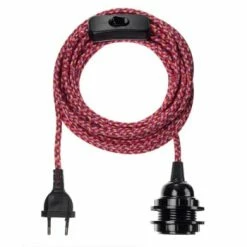 Hoopzi Suspensions Fil électrique En Tissu Luminaire Zigzag Blanc Noir 4,5m -Éclairage Soldes 2024 fil electrique en tissu luminaire chevron rose rouge 4 5m