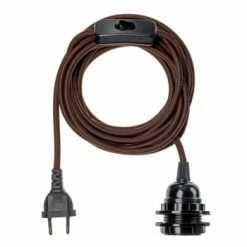 Hoopzi Suspensions Fil électrique En Tissu Luminaire Living Corail 4,5m -Éclairage Soldes 2024 fil electrique en tissu luminaire marron 4 5m 5