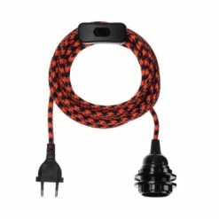 Hoopzi Suspensions Fil électrique En Tissu Luminaire Pied De Poule 4,5m -Éclairage Soldes 2024 fil electrique en tissu luminaire pied de poule c b 4 5m 1