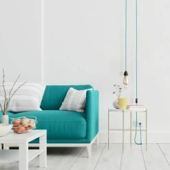 Hoopzi Suspensions Fil électrique En Tissu Luminaire Turquoise 4,5m -Éclairage Soldes 2024 fil electrique en tissu luminaire turquoise 4 5m 2