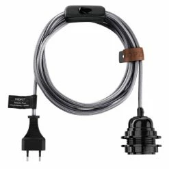 Hoopzi Suspensions Fil électrique Sectionnable En Tissu Luminaire Metal 4,5m