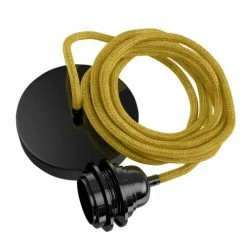 Hoopzi Suspensions Hang-1 Suspension Plafonnier En Lin Français -Moutarde 1 Fil 2,50m