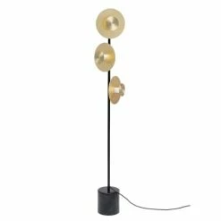 Kare Design Lampadaires Lampadaire 3 Disques En Acier Doré Et Marbre H160