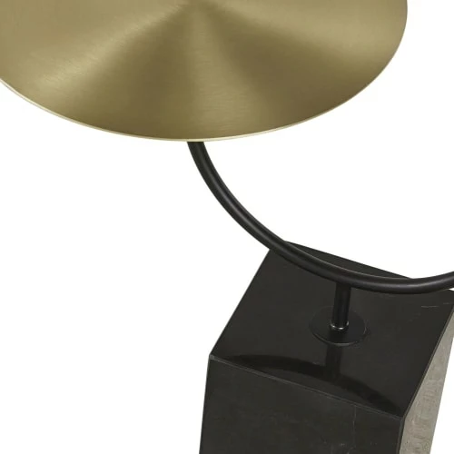 Maisons Du Monde Lampadaires Lampadaire Abat-jour En Verre Fumé Et Pied En Métal Noir, Tablette En Métal Doré H175 4 Maisons Du Monde Lampadaires Lampadaire Abat-jour En Verre Fumé Et Pied En Métal Noir, Tablette En Métal Doré H175 – Image 2