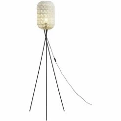 ATHM DESIGN Lampadaires Lampadaire Abat Jour Rotin Beige Et Pieds Métal -Éclairage Soldes 2024 lampadaire abat jour rotin beige et pieds metal 4