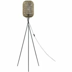 ATHM DESIGN Lampadaires Lampadaire Abat Jour Rotin Beige Et Pieds Métal -Éclairage Soldes 2024 lampadaire abat jour rotin beige et pieds metal noir 6