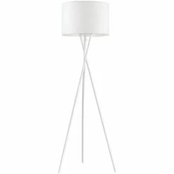 ATHM DESIGN Lampadaires Lampadaire Abat Jour Tissu Blanc Et Pied Métal