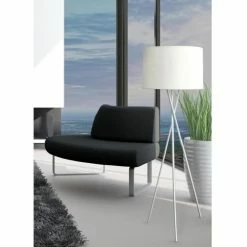 ATHM DESIGN Lampadaires Lampadaire Abat Jour Tissu Blanc Et Pied Métal -Éclairage Soldes 2024 lampadaire abat jour tissu blanc et pied metal 5