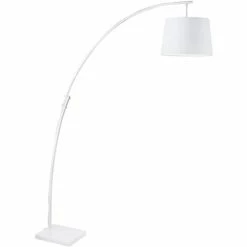 ATHM DESIGN Lampadaires Lampadaire Abat Jour Tissu Blanc Et Pied Métal