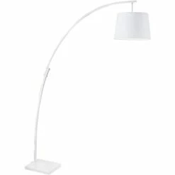 ATHM DESIGN Lampadaires Lampadaire Abat Jour Tissu Blanc Et Pied Métal -Éclairage Soldes 2024 lampadaire abat jour tissu blanc et pied metal 9