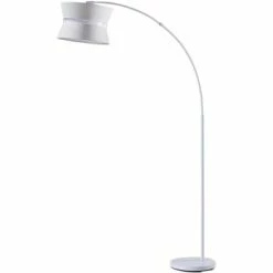 ATHM DESIGN Lampadaires Lampadaire Abat Jour Tissu Gris Pied Métal -Éclairage Soldes 2024 lampadaire abat jour tissu blanc pied metal