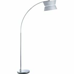 ATHM DESIGN Lampadaires Lampadaire Abat Jour Tissu Gris Pied Métal