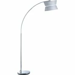 ATHM DESIGN Lampadaires Lampadaire Abat Jour Tissu Gris Pied Métal -Éclairage Soldes 2024 lampadaire abat jour tissu gris pied metal 3