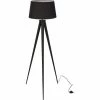 ATHM DESIGN Lampadaires Lampadaire Abat Jour Tissu Noir Et Pied Métal -Éclairage Soldes 2024 lampadaire abat jour tissu noir et pied metal
