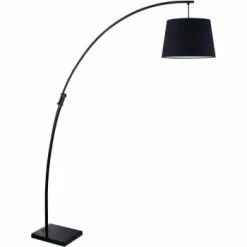 ATHM DESIGN Lampadaires Lampadaire Abat Jour Tissu Blanc Et Pied Métal -Éclairage Soldes 2024 lampadaire abat jour tissu noir et pied metal 3