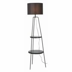 ATHM DESIGN Lampadaires Lampadaire Abat Jour Tissu Noir Et Pieds Métal Noir -Éclairage Soldes 2024 lampadaire abat jour tissu noir et pieds metal noir 4