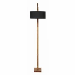 ATHM DESIGN Lampadaires Lampadaire Abat Jour Tissu Noir Pied Bois -Éclairage Soldes 2024 lampadaire abat jour tissu noir pied bois 3