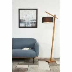 ATHM DESIGN Lampadaires Lampadaire Abat Jour Tissu Noir Pied Bois -Éclairage Soldes 2024 lampadaire abat jour tissu noir pied bois 5