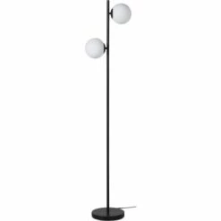 ATHM DESIGN Lampadaires Lampadaire Abat Jour Verre Pied Metal Brossé Bleu -Éclairage Soldes 2024 lampadaire abat jour verre pied metal brosse noir 1