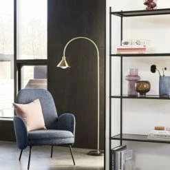 Hubsch Lampadaires Lampadaire Avec Base En Marbre En Noir Et Laiton -Éclairage Soldes 2024 lampadaire avec base en marbre en noir et laiton 2