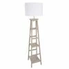 Corep Lampadaires Lampadaire Avec étagères Bois & Coton Blanc H162cm