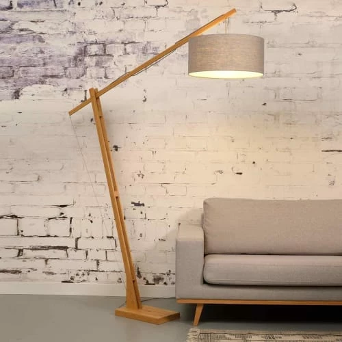 Good & Mojo Lampadaires Lampadaire Bambou/lin Gris Clair H207cm 4 Good & Mojo Lampadaires Lampadaire Bambou/lin Gris Clair H207cm – Image 2