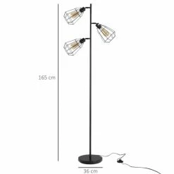 Homcom Lampadaires Lampadaire Design Industriel 3 Ampoules H165 Cm Noir -Éclairage Soldes 2024 lampadaire design industriel 3 ampoules h165 cm noir 2