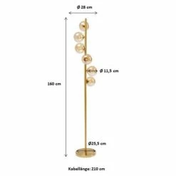 Kare Design Lampadaires Lampadaire En Acier Doré Et Verre H160 -Éclairage Soldes 2024 lampadaire en acier dore et verre h160 4