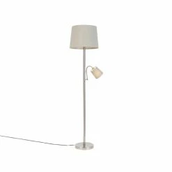 QAZQA Lampadaires Lampadaire En Acier Gris -Éclairage Soldes 2024 lampadaire en acier gris 5