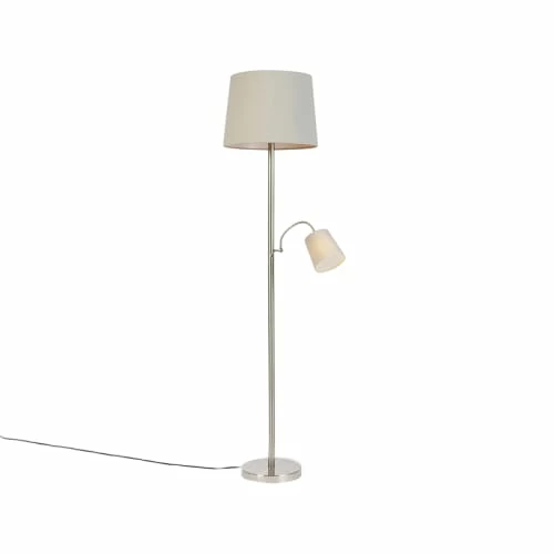 QAZQA Lampadaires Lampadaire En Acier Gris -Éclairage Soldes 2024 lampadaire en acier gris